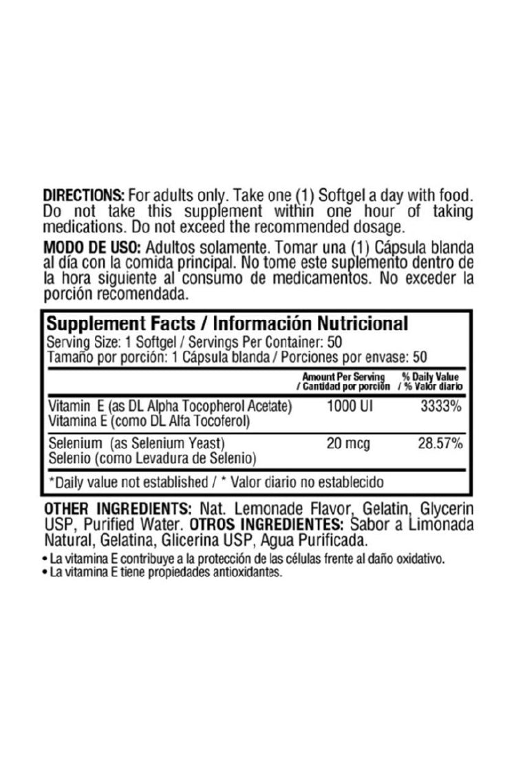 VITAMIN E 1000IU W SELEN 50S