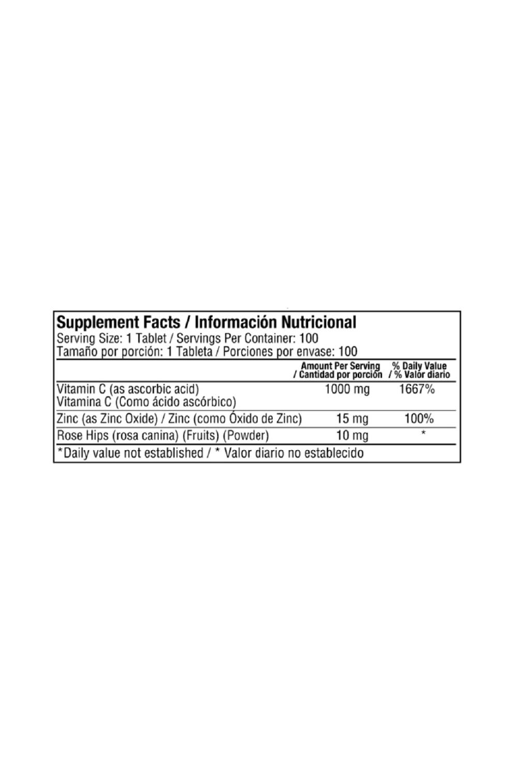 VITAMIN C 1000MG W ZINC 100T